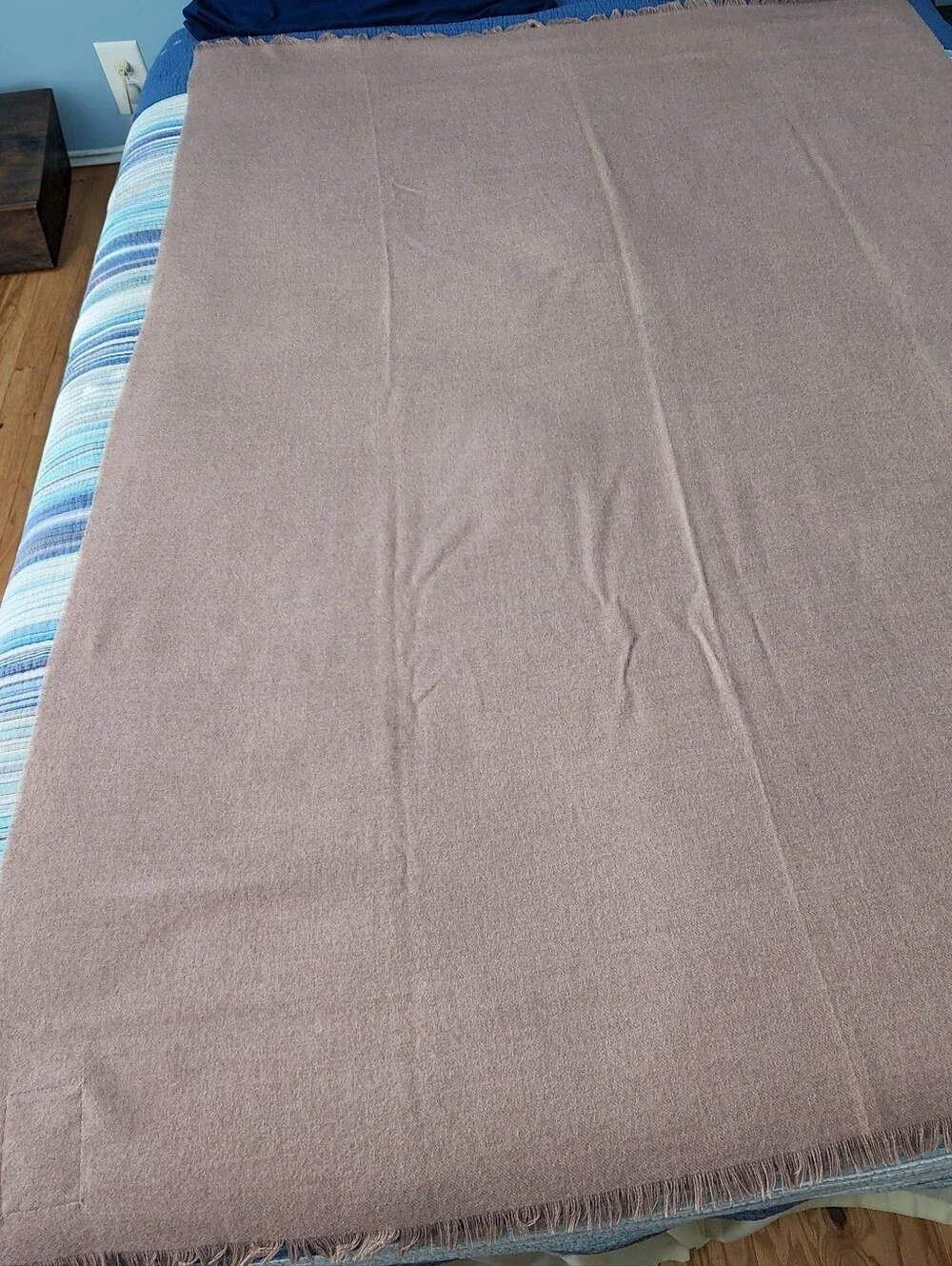 Area Home 100% Baby Alpaca Throw Blanket With Fringe Peru Beige 52 X 73